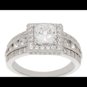 Diamonique Princess Cut Ring, size 7